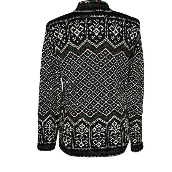 Vintage 90s Talbots Fair Isle Nordic Sweater Black White Small - Picture 6 of 12